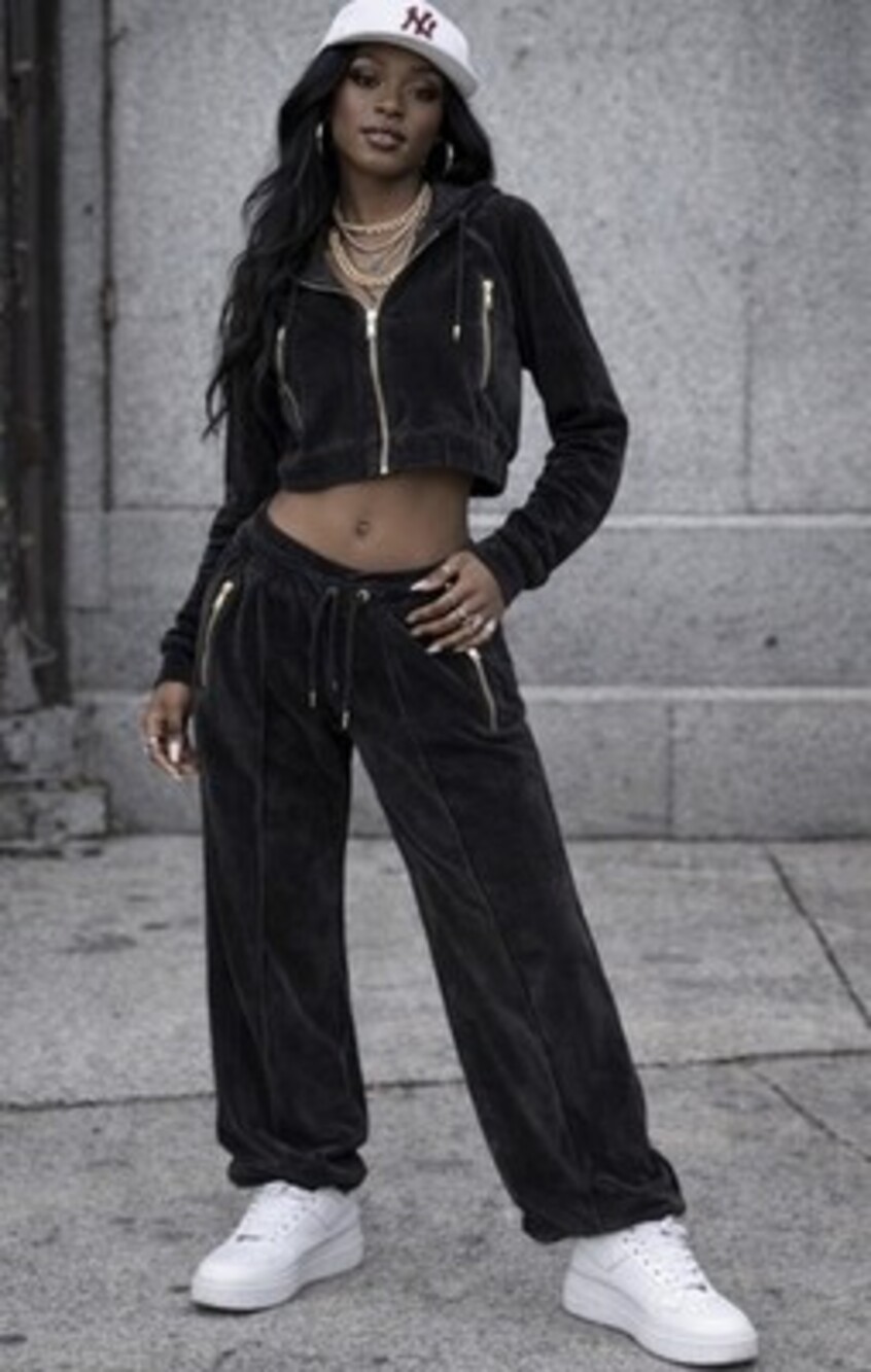velour tracksuit set Guess Size S Cropped Y2K Bomber Jacket Gold Zippers